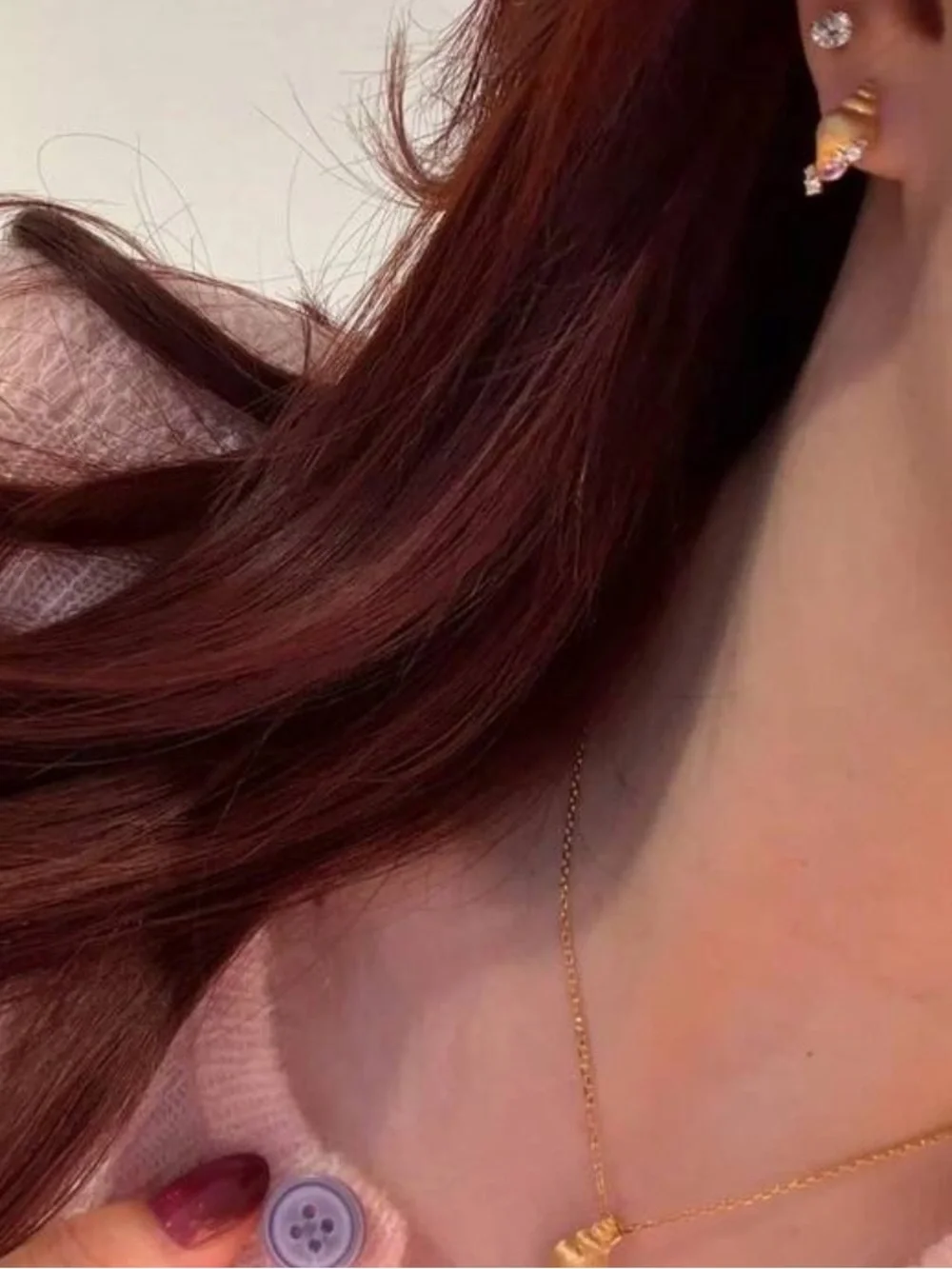 Gold Shell Earrings Pink R636